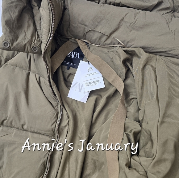 ZARA Women's Water&Wind Protection Long Anorak(Dark Olive, US L /EUR L) - Picture 15 of 16